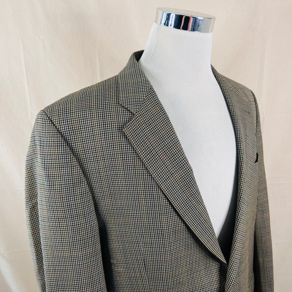 LRL Ralph Lauren 46L Sport Coat Wool Gold Houndstooth Two Button Lined Vented
